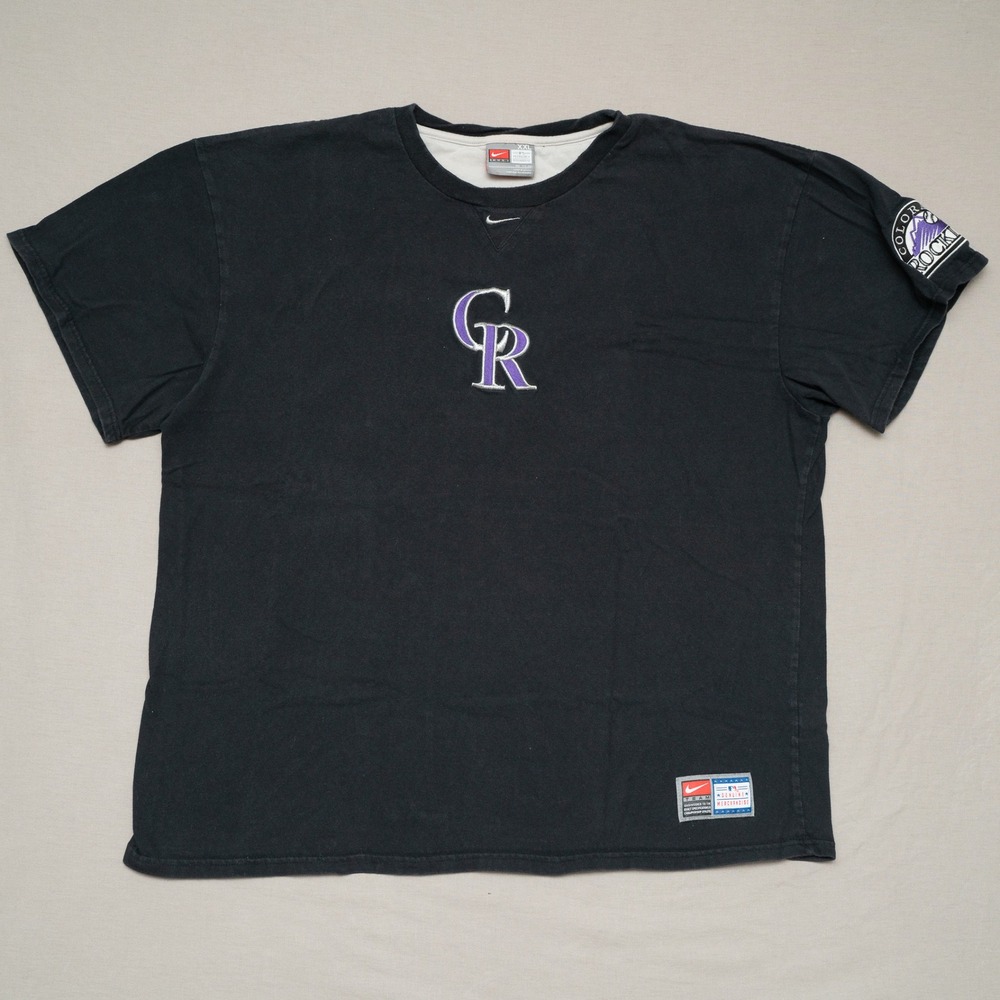 Vintage 90s Y2k Colorado Rockies Nike Team Center Swoosh XXL Embroidered Black